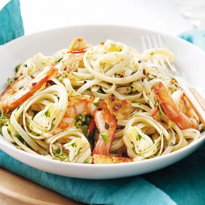 Linguine s krevetami a chilli