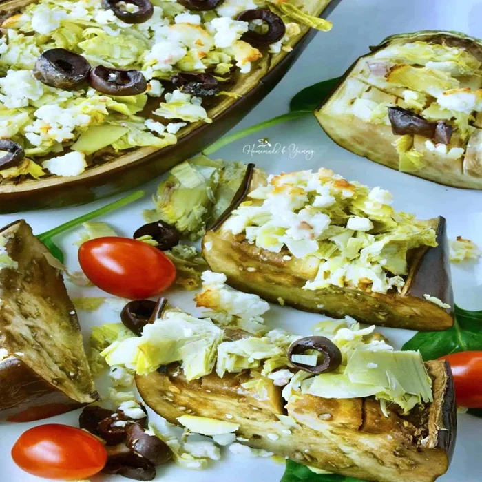 Pečený baklažán s kozím syrom