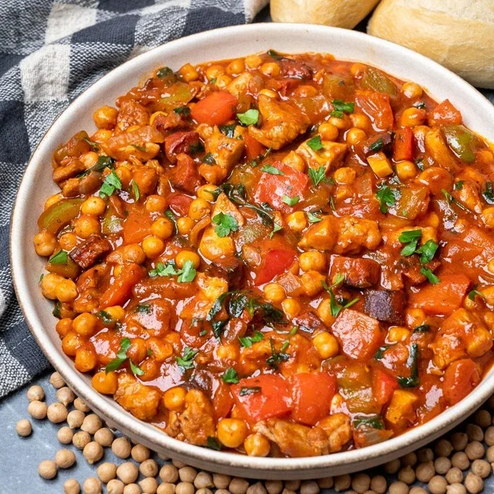Španielska fazuľa s kuracím a chorizom